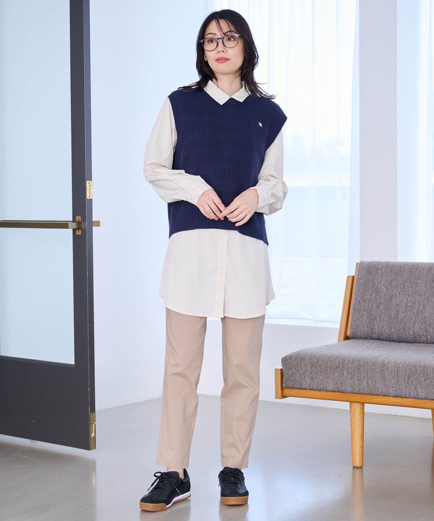 Arnold Palmer ニットベスト + シャツチュニック レイヤードセット